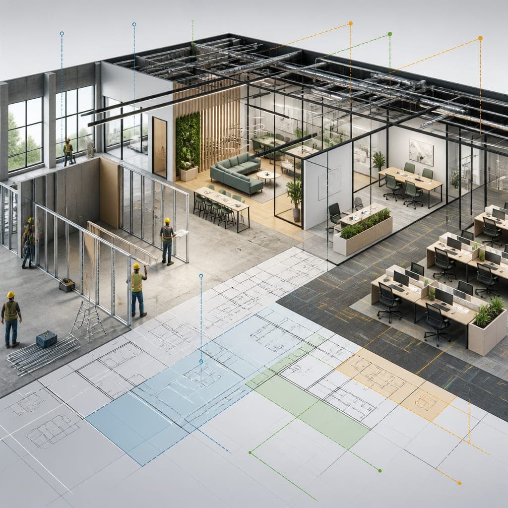 corporate office fit out conceptual illustration