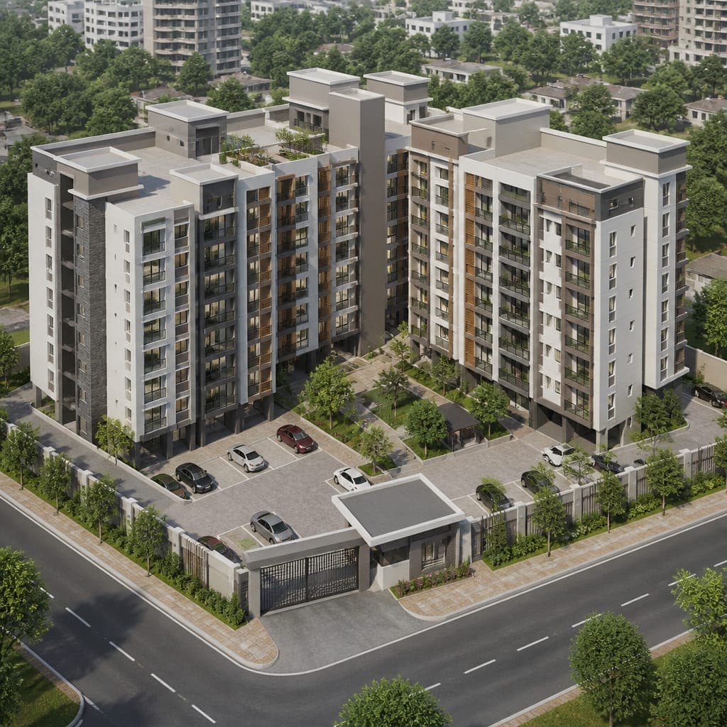 Mid-Rise Residential Apartment Development conceptual illustration